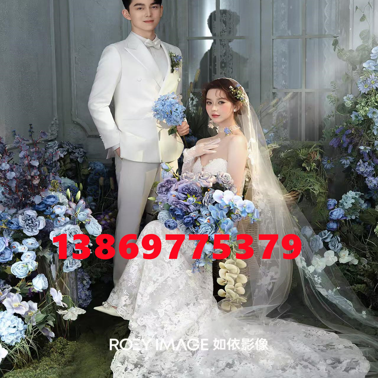 新款法式复古婚纱实景摄影棚无影墙制作肌理墙摄影棚儿童实景