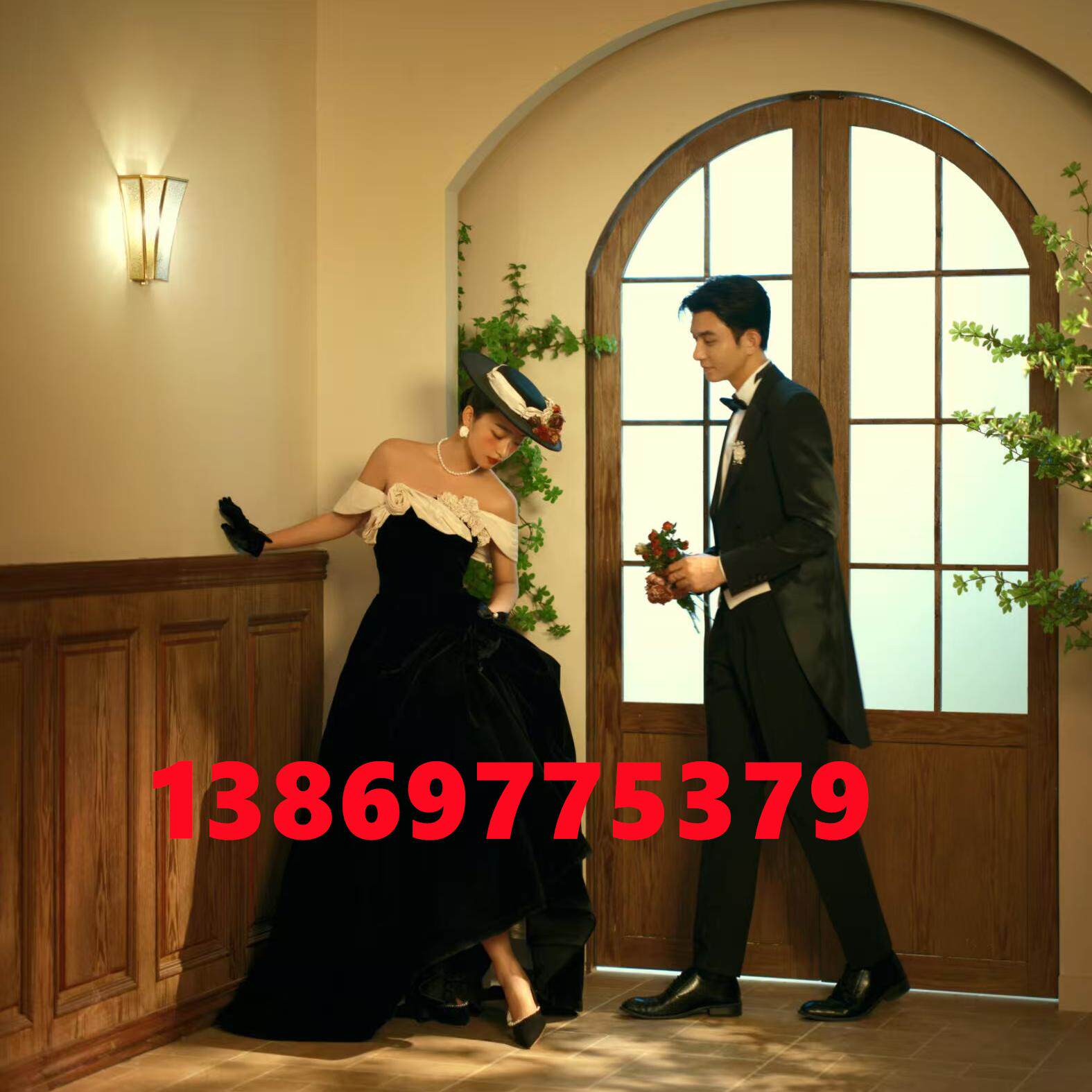 新款婚纱实景摄影棚写真法式复古实景摄影棚无影墙肌理墙制作