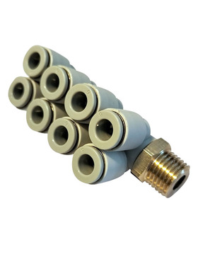 ONPO NPF双排4组一出八快速拔插集成气动转接头2分牙转4/6mm8路