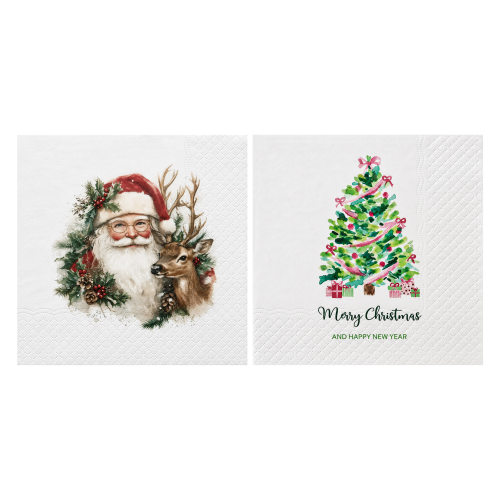 33cm圣诞纸巾Christmas dinner napkin Decoupage 派对印花餐巾