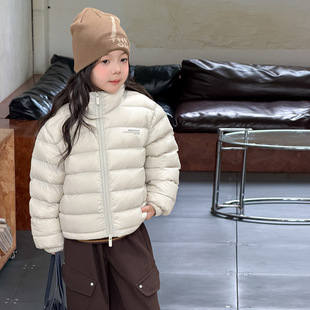 新国标白鸭绒可溯源亲子款 中性风基础简约厚实保暖立领羽绒服外套