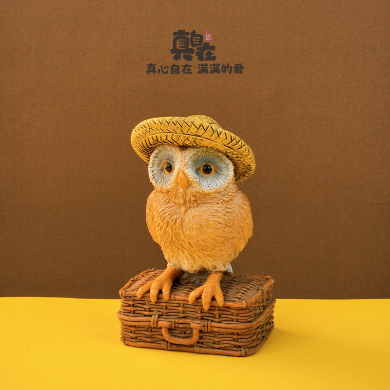 创意可爱猫头鹰家居装饰品仿真动物桌面小摆件酒柜电视柜工艺品个