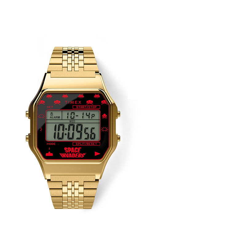 TIMEX天美时小方块学生复古潮流太空侵略者联名款钢带T80电子手表