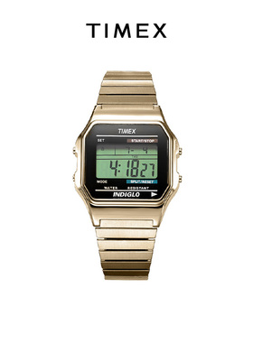 TIMEX天美时T80手表小方块电子潮流时尚小金表男女生情侣款手表