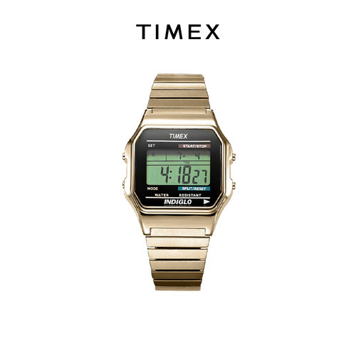TIMEX天美时小方块金表情侣手表
