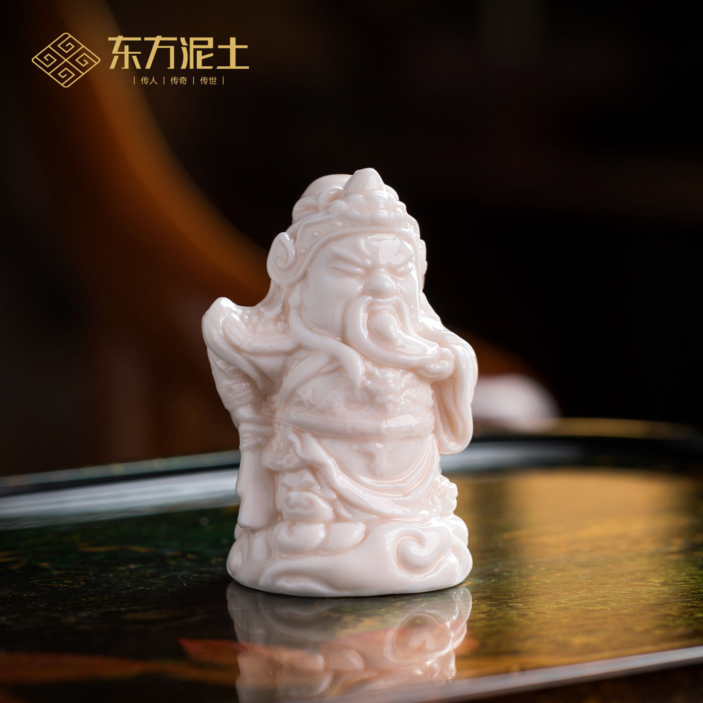 东方泥土庄晓阳关公关羽陶瓷Q版人物摆件客厅茶室茶宠桌面工艺品