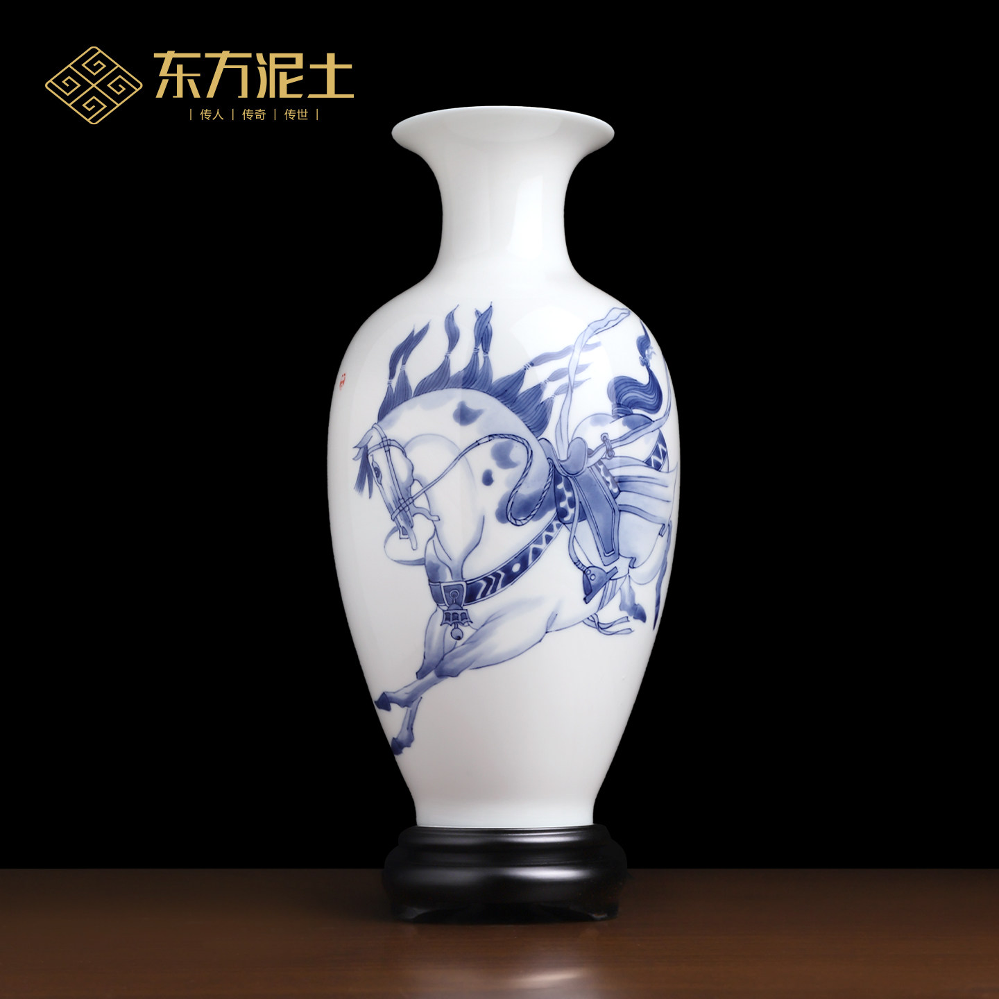 东方泥土邱玫瑰追梦中华瓶陶瓷手绘花瓶摆件客厅装饰品乔迁送礼