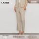 秋新品 LANDI蓝地白茶色通勤修身 女小个子长裤 裤 显瘦直筒高腰西装