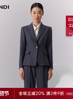 LANDI蓝地深灰色高级感垫肩收腰显瘦绵羊毛西服外套女西装冬新品