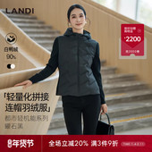 LANDI压胶拉链轻薄拼接连帽羽绒服女短款 轻量化设计 2025冬新品