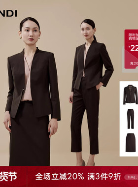 [超熟美拉德]LANDI轻职OL风无领小西装上衣套装女西裤半裙秋新品