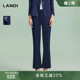 女春新品 显高显瘦长裤 裤 LANDI蓝地蓝松鸦醋酸肌理感高腰微喇西装