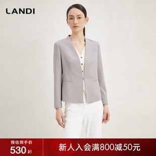 套裙女收腰西服连衣裙春新品 LANDI蓝地新中式 浅灰色小西装