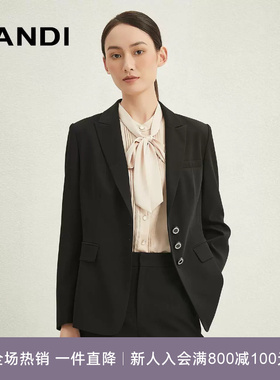 LANDI蓝地黑色职场通勤三粒扣收腰显瘦职业正装女西装外套秋新品