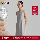 高级感连衣裙女春夏新品 修身 高定裁剪 LANDI蓝地极简风浅灰无袖