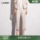 脚修身 夏新品 西装 女通勤九分裤 裤 LANDI蓝地米白色设计感不规则裤