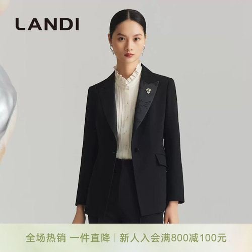 LANDI新中式缎面提花西装外套