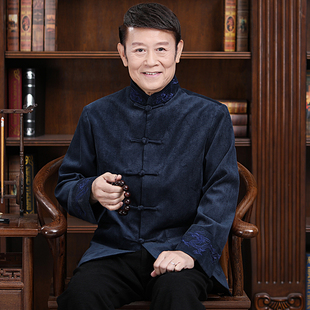 中老年唐装男爸爸中式春秋款外套中国风老年人爷爷过寿秋冬季套装
