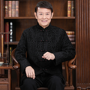 唐装男中老年人爸爸冬装外套中国风过寿婚宴服爷爷春秋季加厚套装