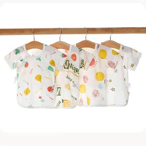 新生婴儿衣服夏季初生纯棉无骨上衣半袖薄款短袖和尚服宝宝半背