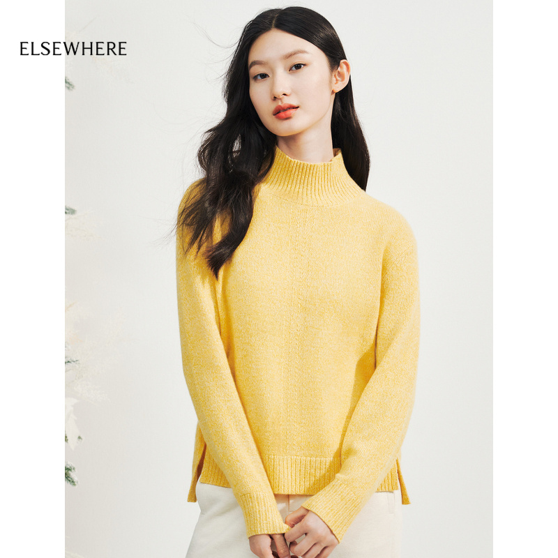 【山羊绒】ELSEWHERE珂思商场同款羊绒衫针织上衣女毛衫新款