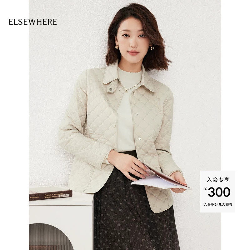 ELSEWHERE珂思【商场同款】中长款薄款棉服外套上衣秋季新款