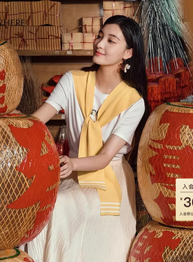 【海韵系列】ELSEWHERE珂思桑蚕丝高支棉短袖白色T恤女25夏季新款