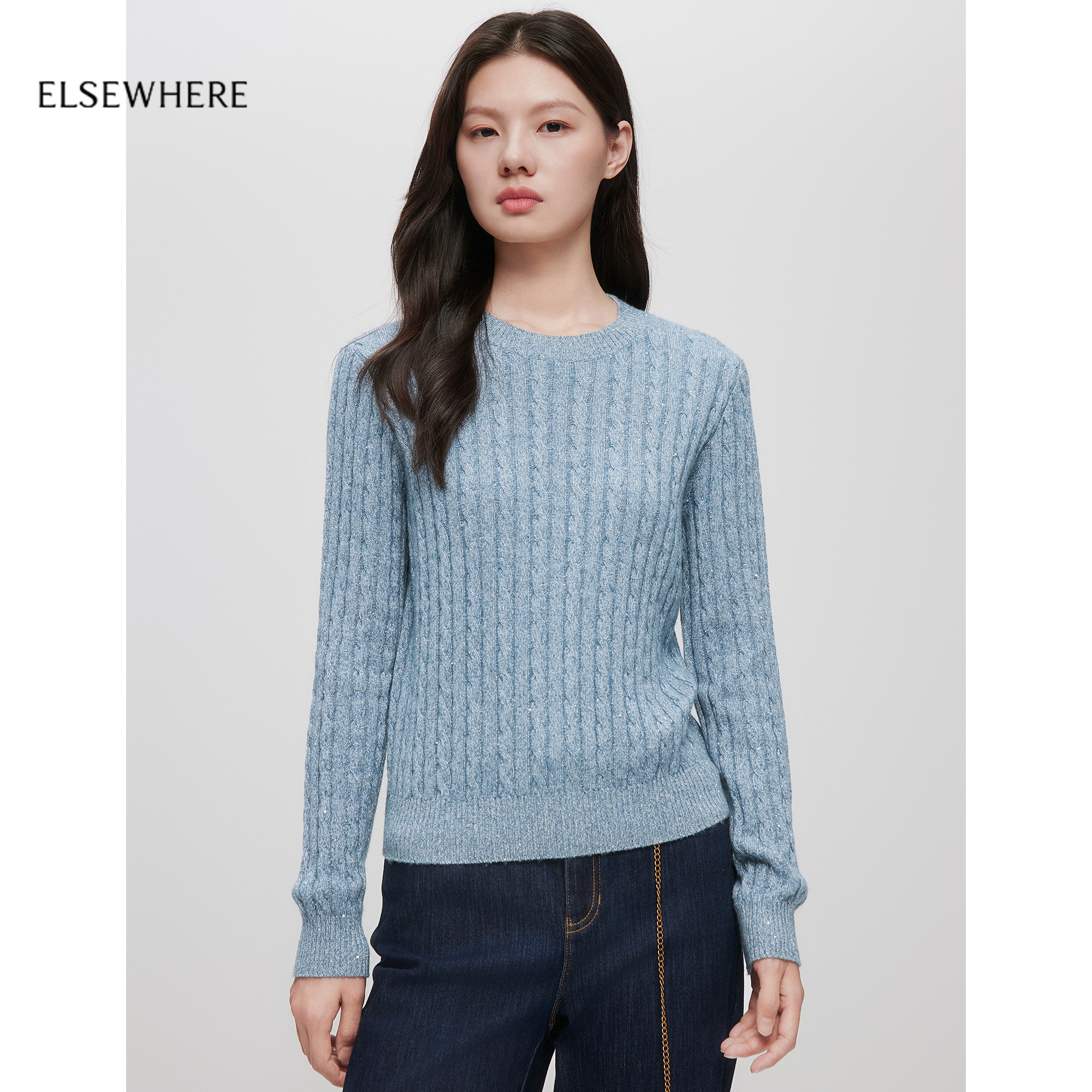 珂思珠片羊绒套头针织衫