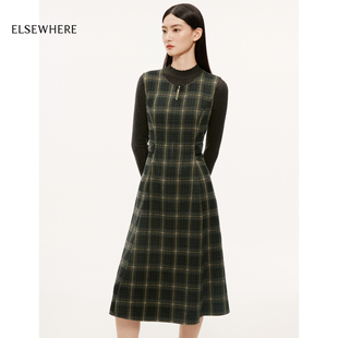 新款 ELSEWHERE珂思 格纹连衣裙女25秋季 两件套背心式 商场同款