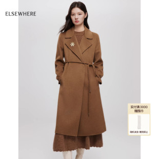双面毛呢大衣女外套2025冬新款 ELSEWHERE珂思商场同款 山羊绒