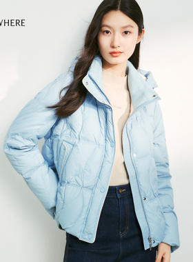 【年货新降】【白鹅绒】ELSEWHERE珂思短连帽蓬松羽绒服女冬新款