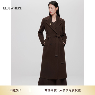 双面毛呢大衣2025冬季 ELSEWHERE珂思商场同款 新款 桑蚕丝羊绒