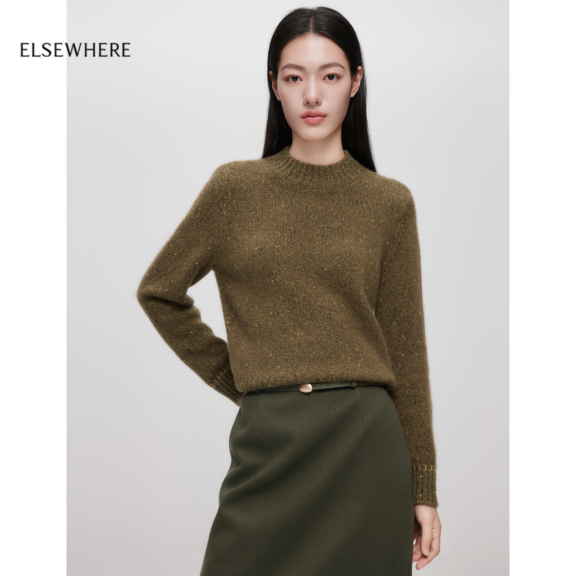 【美丽诺羊毛】ELSEWHERE珂思商场同款亮丝羊绒针织衫2025冬新款,女装/女士精品,毛针织衫,淘宝优惠券,粉丝福利购,淘宝优惠卷