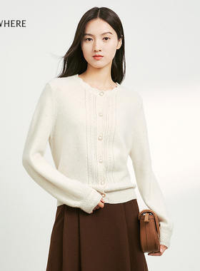 【山羊绒】ELSEWHERE珂思商场同款长袖羊绒衫女外套冬季新款