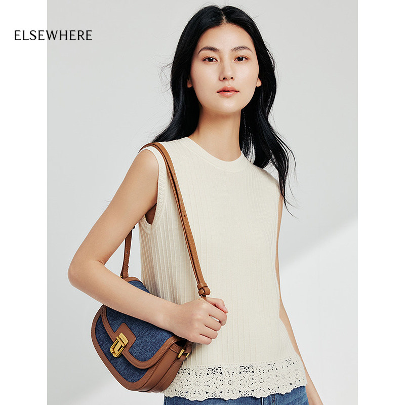 【美丽诺羊毛】ELSEWHERE珂思时尚文艺提花针织背心2025春季新款,女装/女士精品,背心吊带,淘宝优惠券,粉丝福利购,淘宝优惠卷