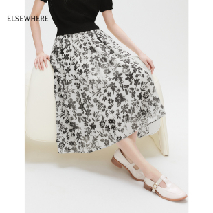 时尚 ELSEWHERE珂思商场同款 印花半身裙女25夏新款 新疆长绒棉