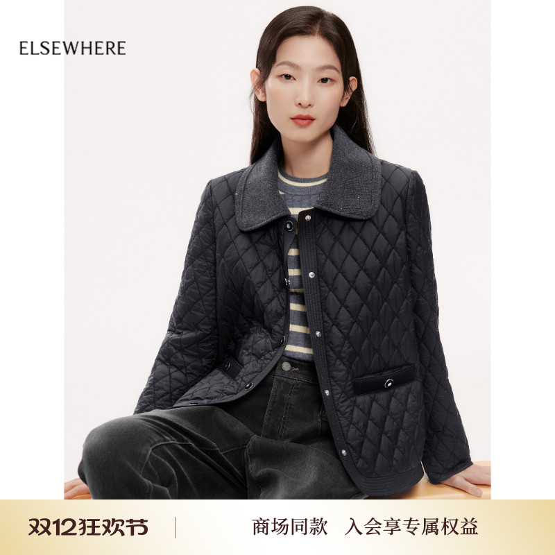 珂思时尚拼接领棉服外套