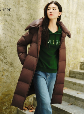 【长白山白鹅绒】ELSEWHERE珂思轻柔泡芙长款高克重羽绒服冬