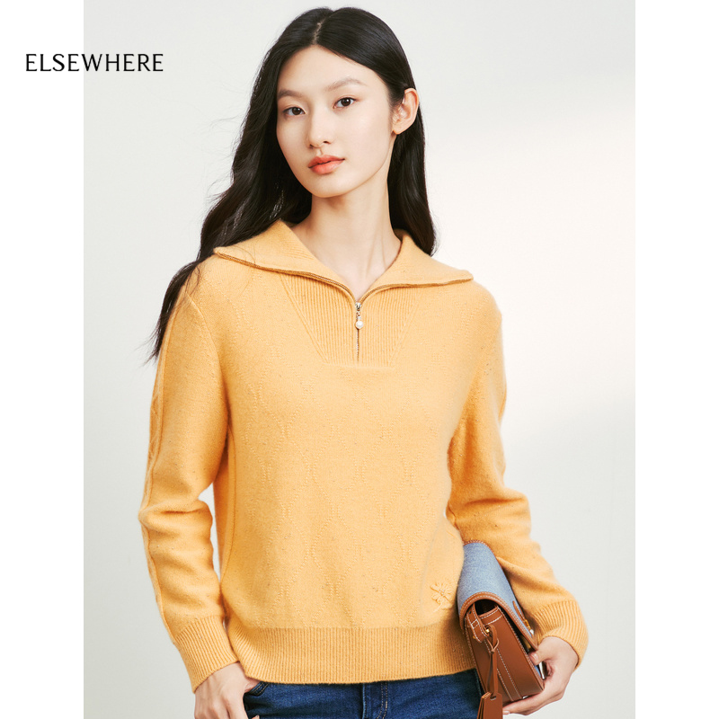 翻领长袖针织衫ELSEWHERE珂思