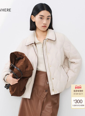 【长白山白鹅绒】ELSEWHERE珂思短款小翻领羽绒服女2025冬季新款
