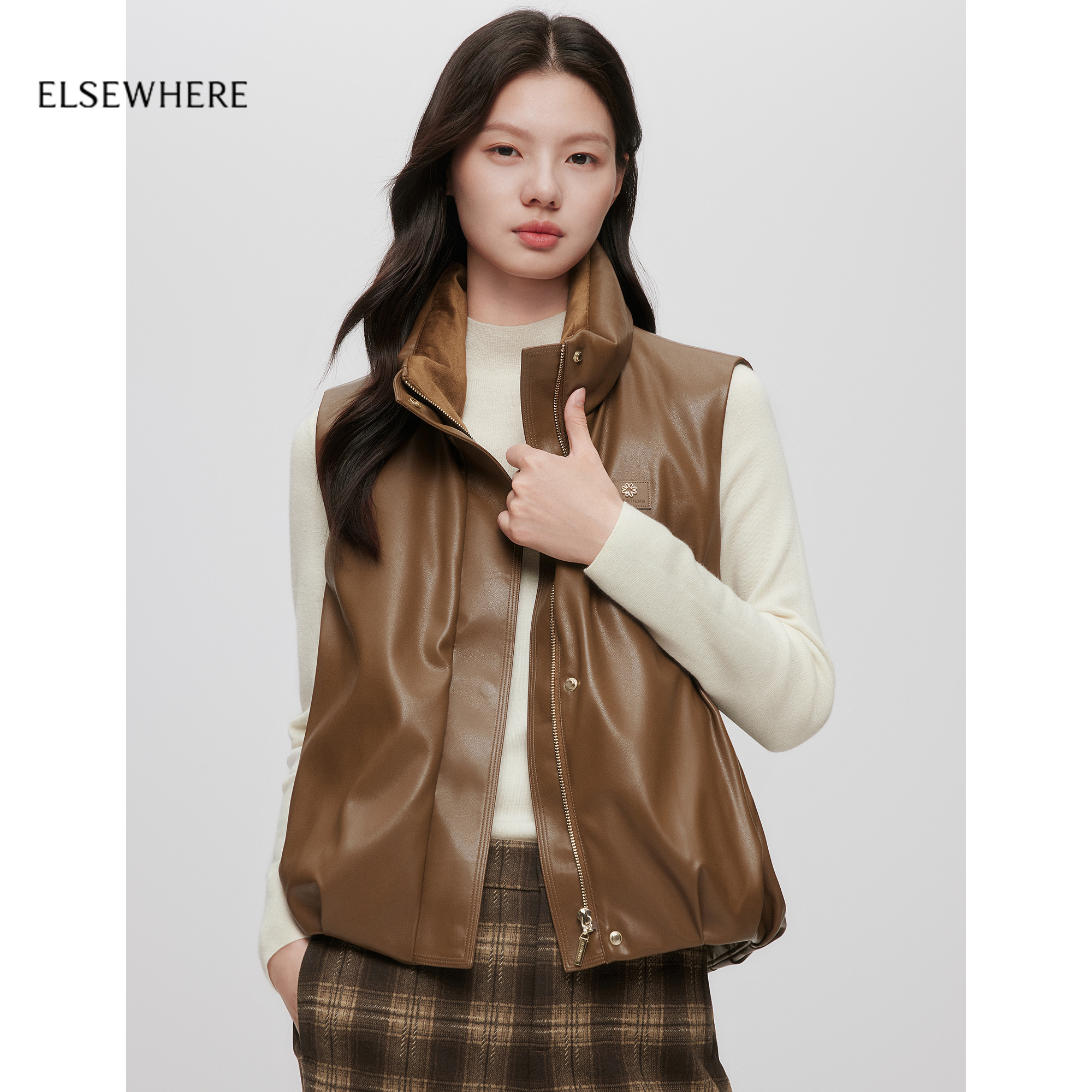 珂思羽绒马甲皮衣外套