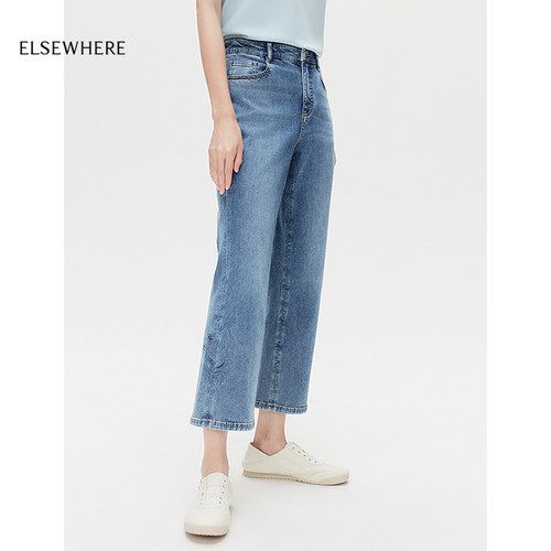 ELSEWHERE珂思九分微喇牛仔裤