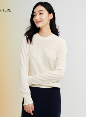 【羊毛桑蚕丝】ELSEWHERE珂思针织衫圆领毛衫女上衣2025春季新款