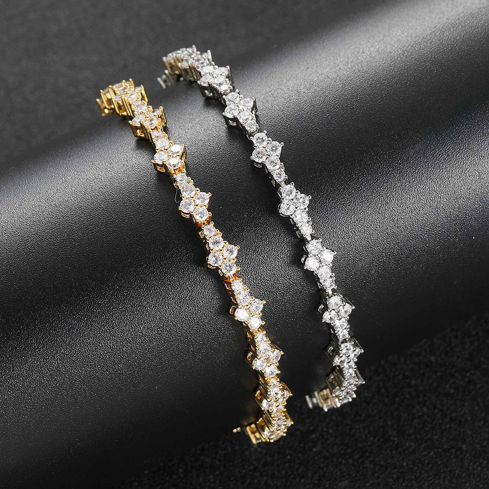 Plum Blossom Tennis Chain Men's Hip Hop Bracelet男士嘻哈手链