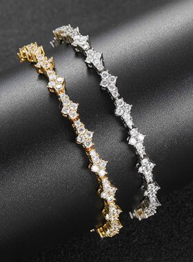 Plum Blossom Tennis Chain Men's Hip Hop Bracelet男士嘻哈手链