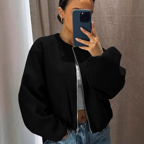Women's Bomber Jacket, Casual Long Sleeve Outerwear Coat