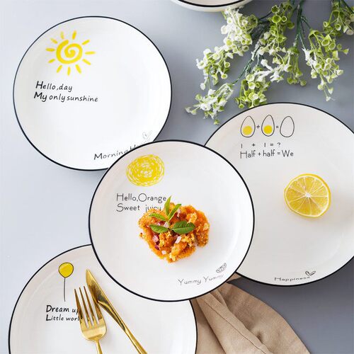 Round Ceramic Dinner Plates & Fruit Trays Microwave Safe