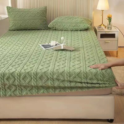 Warm Flannel Fitted Sheet Bedsheet Bed Mattress Cover床笠