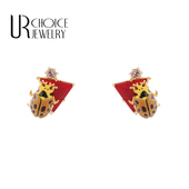 样品室孤品褐红色昆虫系列耳钉 法国LES正品 CHOICE