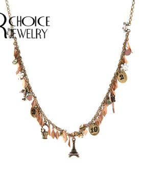 【UR CHOICE】GENUINE●欧美BetJ复古做旧铁塔吊饰玫瑰金项链